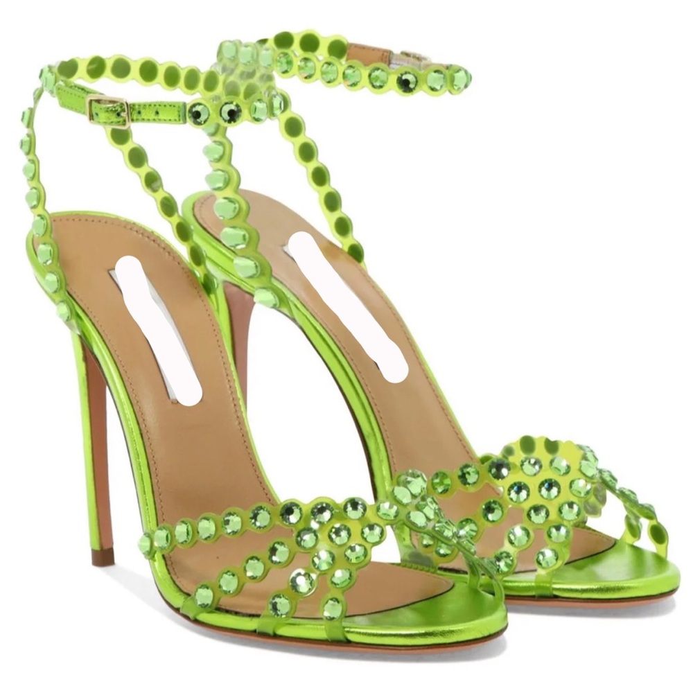 Cute Stud Green Heels